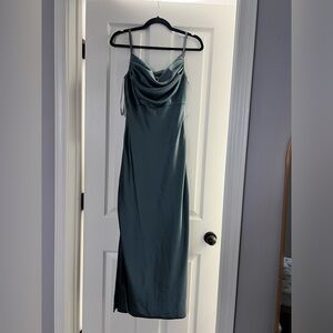Revelry Eucalyptus Sky Satin Dress